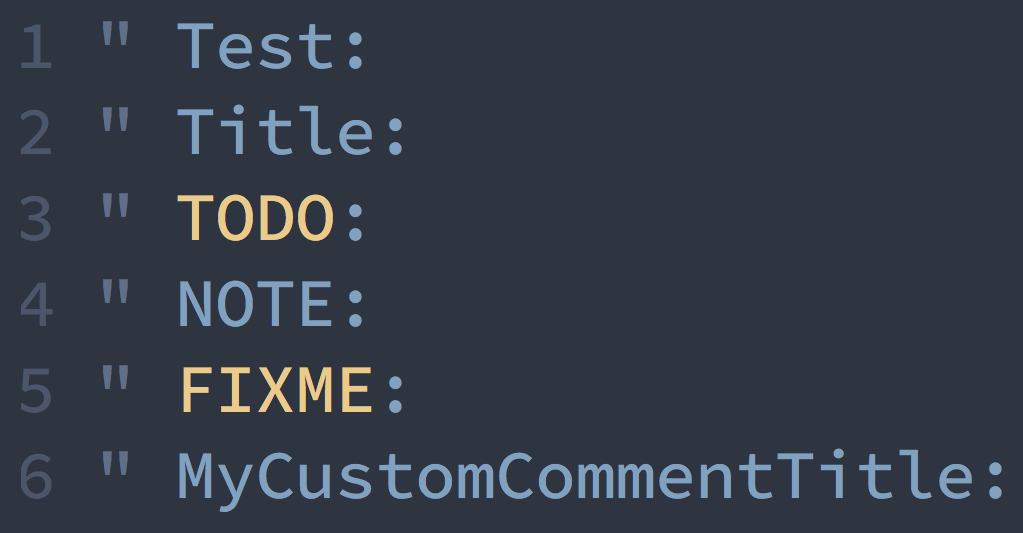 Screenshot showing Vim comment titles with Nord theme styles