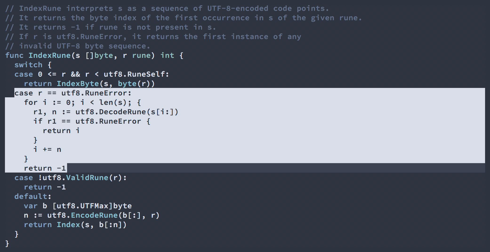 Screenshot showing selection in the editor with enabled snowstorm region highlight style configuration