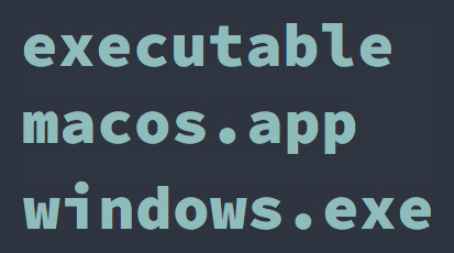 Screenshot showing executable files
