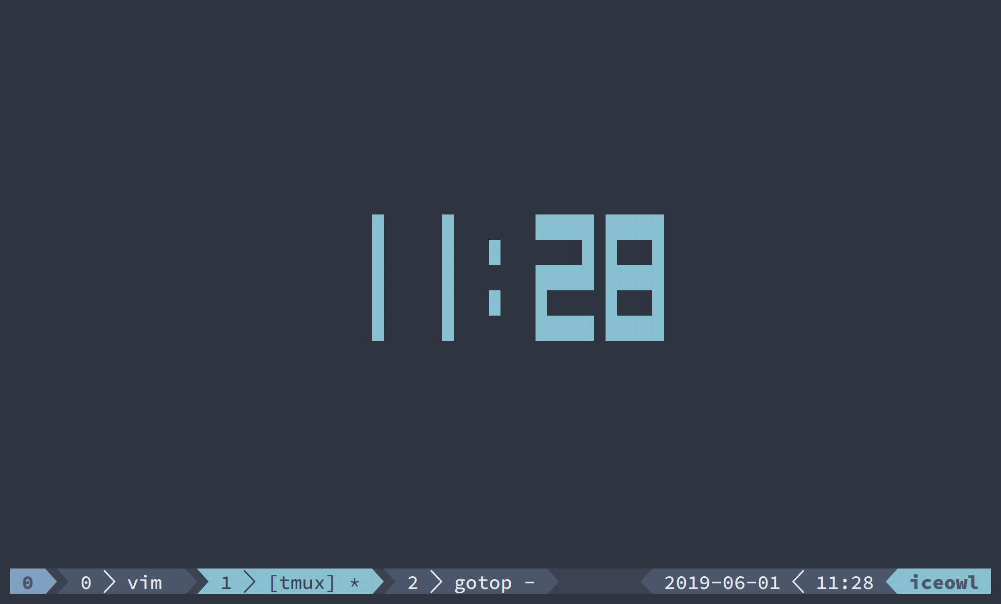 Screenshot showing the tmux clock mode