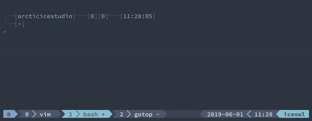 Une capture d’écran avec le thème Nord d’un terminal avec tmux