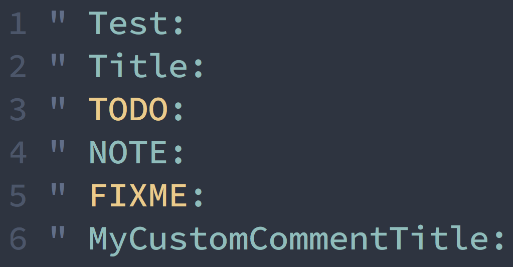Screenshot showing Vim comment titles with overridden Nord theme styles